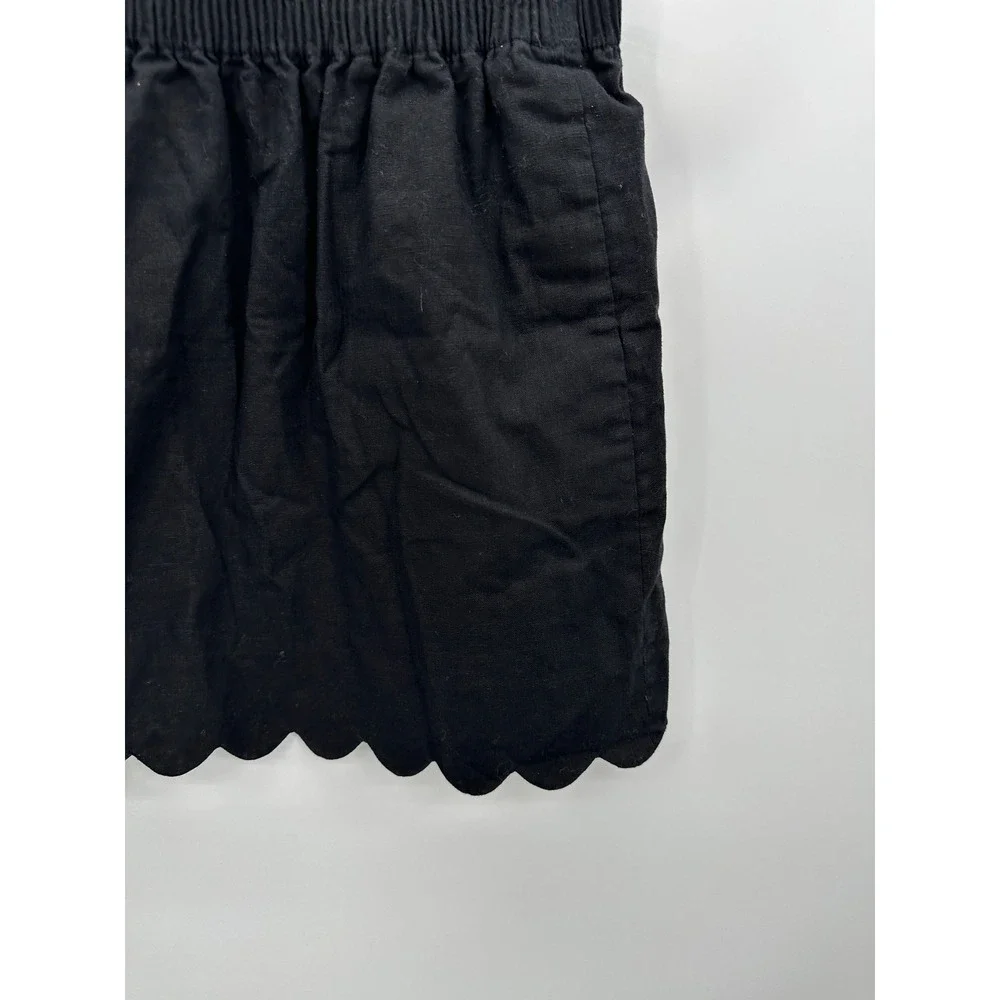 J.Crew Sidewalk Skirt‎ Womens 2 Black Scalloped Hem Mini Pull On Elastic Waist
